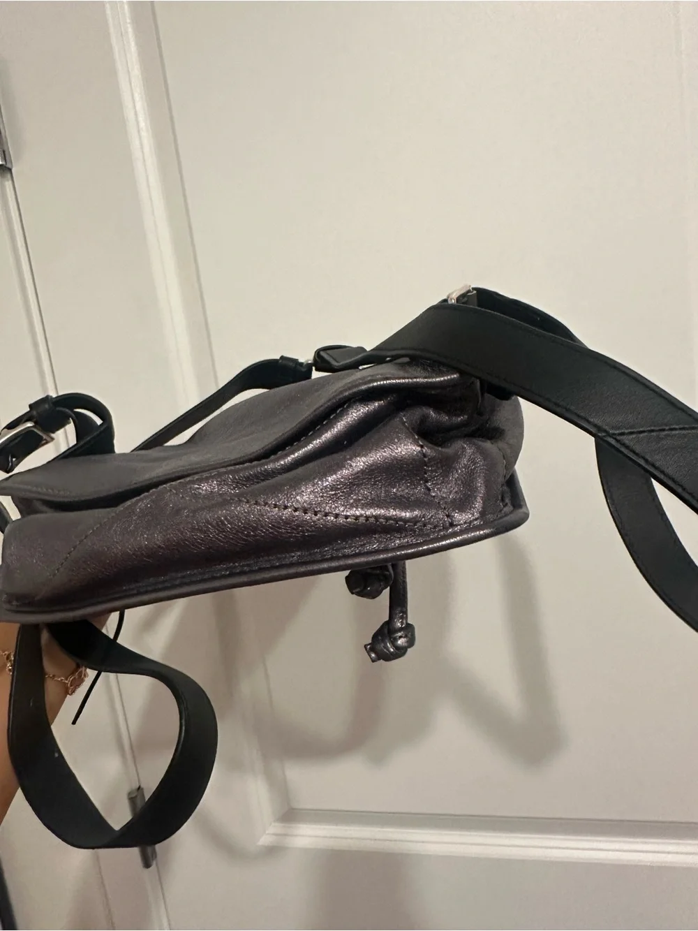 rag & bone Metallic Black Leather Backpack